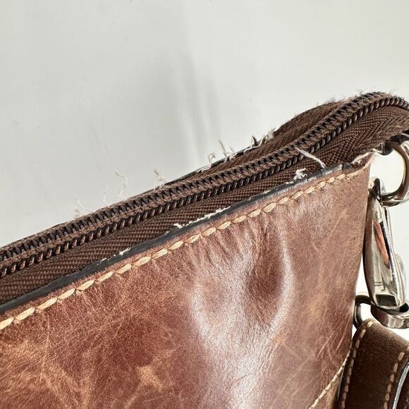 Vintage Fossil Women's Leather Messenger Shoulder Bag Handbag Dark Brown Medium - Picture 6 of 12